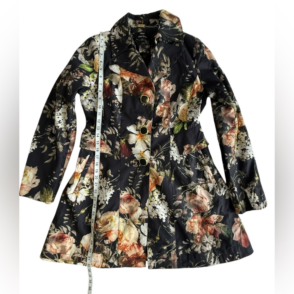 Dennis Basso Floral Print Coat XS Black Romantic Rose Jacket Statement Designer - Picture 8 of 8